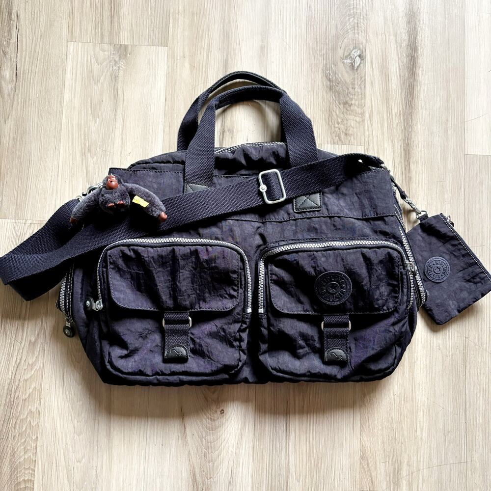 Kipling Unisex Adult Becky Crossbody Laptop Bags Dark Navy Blue Trim EUC